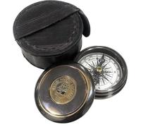 Maritime treasures Vintage Brass Pocket Compass with Leather Case Antique Style Marine Compass Classic Nautical Gift for Men, Travellers, Hikers & Collectors