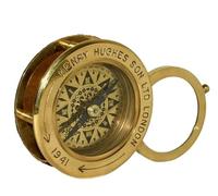 Maritime treasures Vintage Brass Pocket Compass with Magnifying Glass Lid Antique Nautical Navigation Compass, Portable Hiking Camping Compass for Outdoor Travel, Survival Gear & Collectible Gift