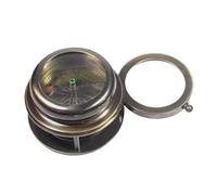 Maritime treasures Vintage Brass Pocket Compass with Magnifying Glass & Lid Antique Style Navigation Compass for Hiking, Camping & Travel