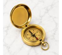 Maritime Treasures Vintage Brass Pocket Compass with Protective Flip Cover and Direction Dial, Antique Navigation Compass with Carry Ring for Travel, Hiking, Camping, Collectors and Gifts