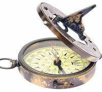 Maritime Treasures Vintage Brass Sundial Compass - Nautical Collectible and Gift for Men, Travellers & Collectors