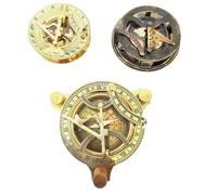 Maritime treasures Vintage Brass Sundial Compass Set of 3 with Compass Function Antique Style Nautical Design for Travel, Hiking and Camping, Unique Gift Set