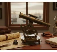 Maritime treasures Vintage Brass Theodolite Telescope Ornament Antique Style Nautical Surveying Instrument Decorative Maritime Desk Display