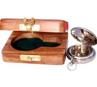 Maritime treasures Wooden Compass Gift Box with Brass Pocket Compass Vintage Nautical Style, Handcrafted Wooden Case, for Men, Hiking, Travel & Outdoor Use