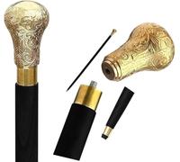 Maritime Treasures Wooden Walking Stick with Brass Floral Handle - Elegant Vintage Cane for Men & Women, Decorative Gift for Dad & Collectors