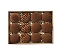 Maritown 12pcs Velvet Christmas Baubles 6cm Flocked Shatterproof Velvet Baubles Plastic Xmas Ball Decorative Hanging Ornaments For Christmas Tree Decorations (B-Brown, 6cm)