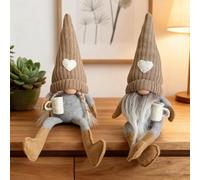 Maritown 2Pcs Coffee Gonks Decor, Handmade Coffee Bar Gnomes Decor Farmhouse Swedish Tomte Gnome for Cafe Kitchen Home Office Decorations
