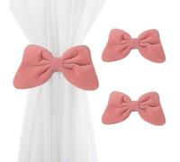 Maritown 2PCS Velvet Bow Curtain Tie Backs No Drill Curtain Clips Holdbacks Adorable Sheer and Blackout Curtains Soft Bowknot Designed Decorative Drape Tiebacks for Nursery Room Decor
