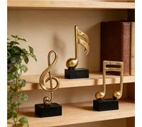 Maritown 3PCS Gold Music Note Ornaments Musical Sculpture Statue Decorative Home Accessories Ornaments for Living Room Shelf Table Decor