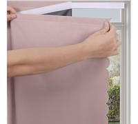 Maritown Blackout Curtains Stick on No Drill Blinds Self Adhesive Thermal Room Darkening Window Cover Renter Friendly Portable Travel Black out Curtain for Bedroom Nursery RV (Pink, 120W x 120H cm)