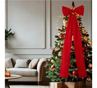 Maritown Extra Large Velvet Bows Decorative Christmas Tree Topper Xmas Tree Hanging Ornaments for Wreath Garland Fireplace Wedding Party Decorations, 50x180cm (Red)