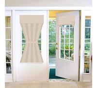 Maritown French Door Curtains 26 x 40 Blinds No Drilling Blackout Tie Up Single Thermal Door Curtain Tape Top Stick On No Drill Shade for French Doors Kitchen Bathroom Window (Beige, 66 x 102 cm)