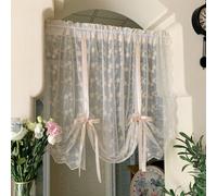 Maritown Kitchen Cafe Net Curtains Decorative Floral Lace Valances for Windows Rod Pocket Vintage Short Curtain Panels for Boho Farmhouse Bedroom Living Room Decor, 1 Panel