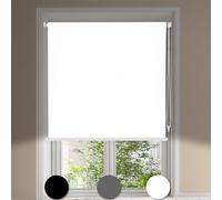 Maritown No Drill Blackout Roller Blinds Stick on Thermal Curtains Blinds for Windows Kitchen, Bathroom, Bedroom UV Protection 3 Ways to Easy Fit- Self Adhesive, Hang or Drill (White, 90W x 170H cm)