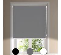 Maritown No Drill Blackout Roller Blinds Stick on Thermal Curtains Blinds for Windows Kitchen, Bathroom, Bedroom UV Protection 3 Ways to Easy Fit- Self Adhesive, Hang or Drill (Grey, 45W x 170H cm)