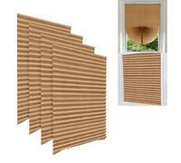 Maritown Temporary Blinds for Windows,No Drill Stick on Curtains Bedroom Kitchen Bathroom Windows,Light Filtering Privacy Protection,Easy to Cut and Install with 8 Clips, Coffee-4pcs, 90x150cm