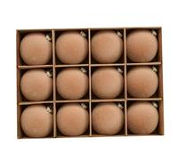 Maritown Velvet Christmas Baubles Ornaments 12 Pcs 2.4 Inches Flocked Plastic Shatterproof Xmas Balls Holiday Party Hanging Decorations for Christmas Tree Home Office Decor