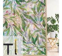 Maritown Window Film Privacy Rainbow Static Cling Window Film Plants Flowers Patterned Stained Glass Decorative Window Covering Stickers Films for Bathroom Kitchen Glass Windows Doors