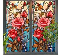 Maritown Window Film Privacy Stained Glass Privacy Film for Glass Windows Floral Pattern Rainbow Static Cling Decoration Sticker Frosted Window Coverings for Kitchen,Living Room,Office