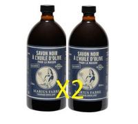 Marius Fabre Savon de Marseille Olive Oil Black Soap 1L - Pack of 2 bottles - 2 x 1L