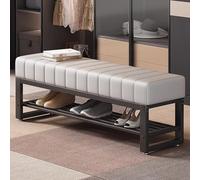 MARIYCH 2-Tier Velvet Storage Bench Shoe Rack with Metal Frame, Stylish Entryway Organizer for Living Room & Corridor, Gray, Space-Saving Furniture