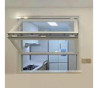 MARIYCH Folding Serving Window with Free Hover, Aluminum Alloy Vertical Double Hung Lift-Up Concession Sliding Window with Lock, Flush Mount for Food Truck,White,24x28in
