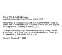 Marja Ahti - A Coincidence Is Perfect, Intimate Attunement [VINYL]