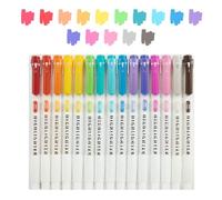 Marjoramy 15 Colors Highlighters,Dual Tip Pens,Assorted Colors Highlighters,Chisel and Fine Tip Bible Textmarker Marker Pens,for Journals,Bibles,Notebooks,School Office Supplies