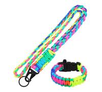 Marjoramy 2 Pcs Heavy Duty Paracord Lanyard Keychain,Parachute Rope Necklace Keychains Braided Strong Keychains for men Camping Hiking Traveling Outdoor Activities Camera Keys Whistle Walletsa