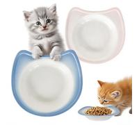 Marjoramy 2 Piece Ceramic Pet Bowls Set, Cute Ear-Shaped Design for Kittens & Puppies, Non-Slip Flat Base Food and Water Dishes, Ideal for Canned Meals and Dry Kibble