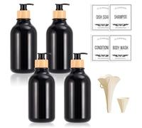 Marjoramy 4 Pieces Refillable Empty Press Pump Bottles, Soap Dispenser with Pump, Soap Lotion Pump Dispensers, Liquid Hand Dish Soap Dispenser, Pump Bottle dispenser with Funnel and Label, 500ml