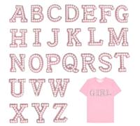 Marjoramy Alphabet Pearl Patches,26 Pcs Pearl Iron On Letters, Rhinestone Iron On Patch,Pearls Rhinestone Letter Patches Self Adhesive A-Z,Embroidered Patches Alphabet for Clothes, Sewing Accessories