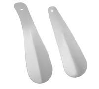 Marjoramy Small Metal Shoe Horn 2pcs, 17.5cm+16cm, Stainless Steel Shoe Horn, Lazy Shoe Helper, with Hanging Holes, Curved Design for Seniors Men Women Travel Size, Pregnant Women(Silver)
