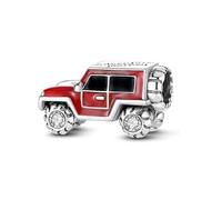 MARJS 4X4 Offroad SUV Adventure Red Car Truck Charm Bead Pendant 925 Sterling Silver Dangle Compatible With Pandora Charm Bracelet