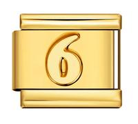 MARJS 6 Six Number Age Birthday Birth Month Date Anniversary Yellow Gold Silver Italian 9mm Link Stainless Steel Compatible With Modular Bracelet