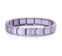 MARJS 9mm Pink Lavender Red Rose Stainless Steel Italian Charm Link Starter Bracelet Silver Italian 9mm Link Stainless Steel Charm Compatible With Modular