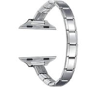 MARJS 9mm Stainless Steel Silver Italian Charm Starter Bracelet Plus Adapter Compatible With 9mm Fits 38mm 40mm 41mm For Apple Watch iWatch 11 10 9 8 7 6 5 4 3 2 1 SE Ultra