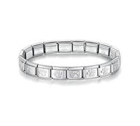 MARJS 9mm Ying Yang Open Heart Butterfly Dolphin Cross Link Starter Bracelet Silver Italian 9mm Link Stainless Steel Charm Compatible With Modular (Dog Cat Paw Silver Link Starter)