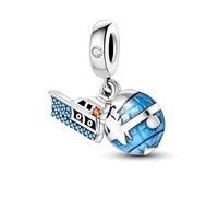 MARJS Around The World Cruise Boat Ocean Sea Globe Yacht I Love You Heart Charm Bead Pendant 925 Sterling Silver Dangle Compatible With Pandora Charm Bracelet