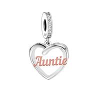 MARJS Auntie I Love You Heart Nephew Niece Gift Charm Bead Pendant 925 Sterling Silver Dangle Compatible With Pandora Charm Bracelet