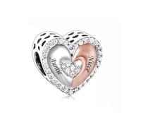 MARJS Auntie Niece Rose Gold I Love You Heart Charm Bead Pendant 925 Sterling Silver Dangle Compatible With Pandora Charm Bracelet