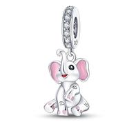MARJS Baby African Indian Elephant Love You Heart Charm Bead Pendant 925 Sterling Silver Dangle Compatible With Pandora Charm Bracelet