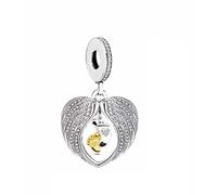 MARJS Baby Daughter Son Angel Wing Footprint Feet Memorial Charm Bead Pendant 925 Sterling Silver Dangle Compatible With Pandora Charm Bracelet