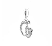 MARJS Baby Feet Foot Footprint Memorial Child Son Daughter Mother Charm Bead Pendant 925 Sterling Silver Dangle Compatible With Pandora Charm Bracelet