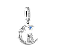 MARJS Believe In Yourself Wise Owl Graduation Moon Star Charm Bead Pendant 925 Sterling Silver Dangle Compatible With Pandora Charm Bracelet