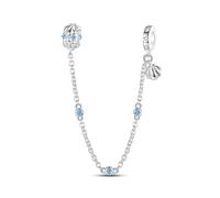 MARJS Blue Ocean Sea Shell Star Fish Clam Safety Chain Charm Bead Pendant 925 Sterling Silver Dangle Compatible With Pandora Charm Bracelet