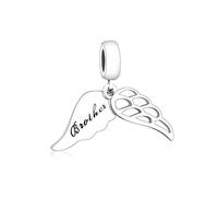 MARJS Brother Guardian Angel Wing Memorial Heaven Faith Loss Big Little Charm Bead Pendant 925 Sterling Silver Dangle Compatible With Pandora Charm Bracelet