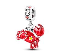 MARJS Cancer Crab Glow In The Dark Birthday Birth Date Horoscope Star Sign Charm Bead Pendant 925 Sterling Silver Dangle Compatible With Pandora Charm Bracelet