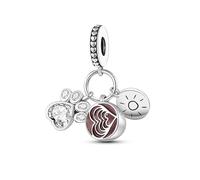 MARJS Coffee Sun Wake Up Love Morning Day Routine Dog Paw Charm Bead Pendant 925 Sterling Silver Dangle Compatible With Pandora Charm Bracelet