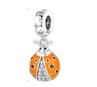 MARJS Colour Changing Ladybird Ladybug Star Insect Charm Bead Pendant 925 Sterling Silver Dangle Compatible With Pandora Charm Bracelet